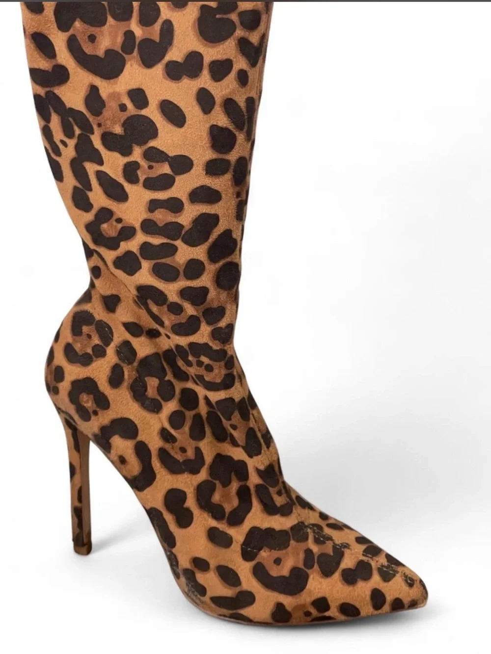 Olivia Jaymes Leopard Print over the knee boots with zip and tie closure 5.5 - Picture 2 of 7